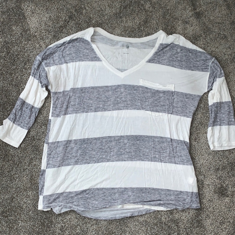 Women’s Gray & White Stripped Top